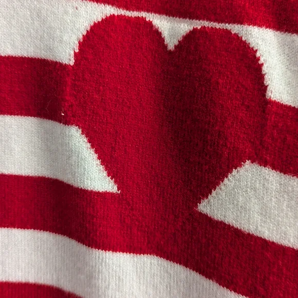Red and White Striped Heart Sweater - Picture 3 of 6